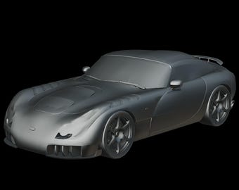 TVR Sagaris (2005) — Kit de modelo de carro em escala 1/87, 1/64, 1/43, 1/32, 1/25, 1/24 e 1/18, impresso em 3D em resina.