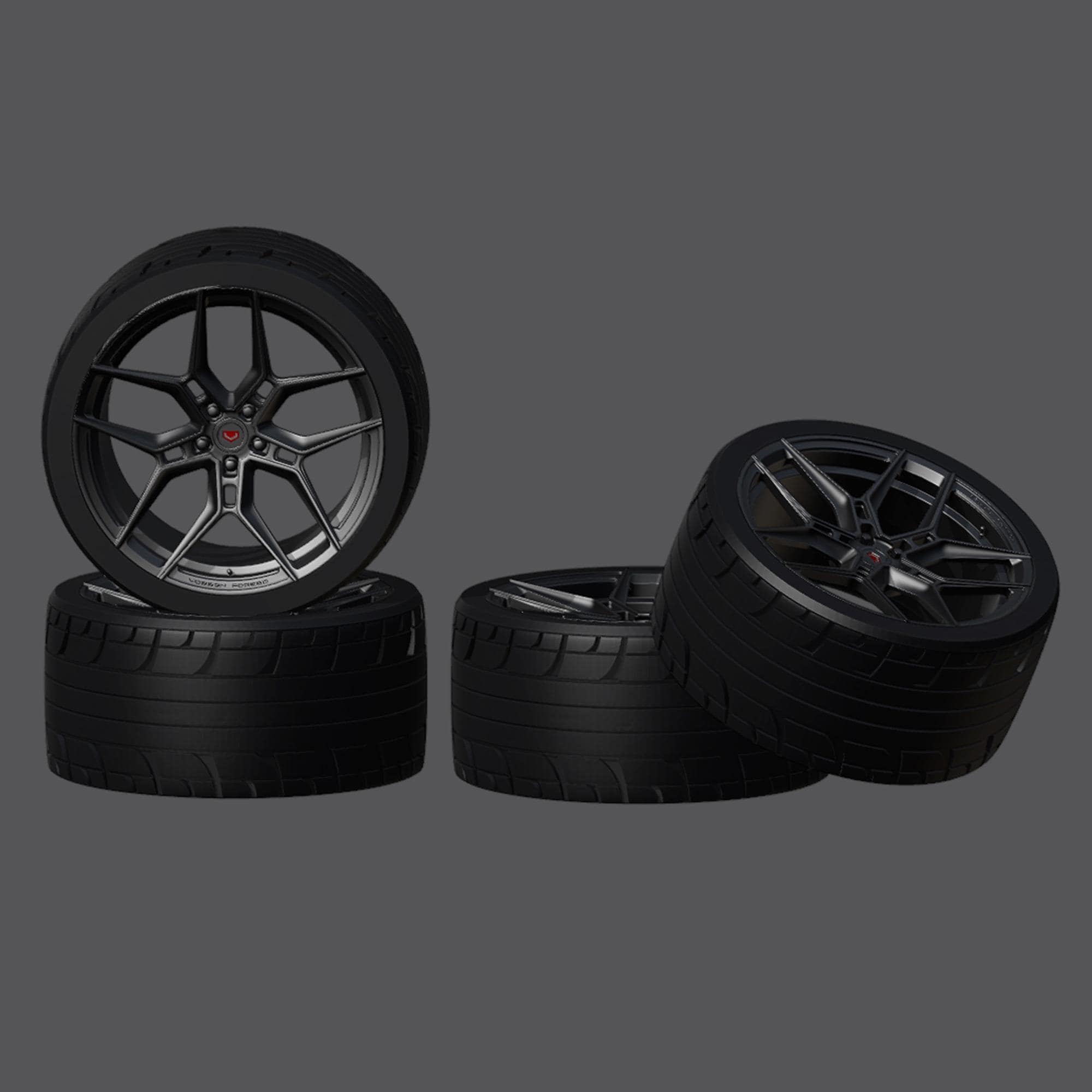 Vossen EVO-4 Wheels and Tires Set 1/87 1/64 1/43 1/32 1/24 1/18 1/12 ...