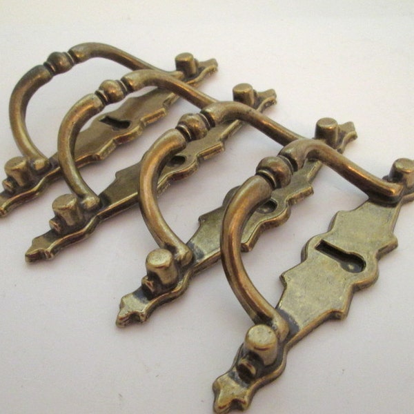 Vintage Drawer Handles, dresser drawer pulls, backplate, cabinet pulls, drawer hardware, knob backplate, decorative drawer pulls
