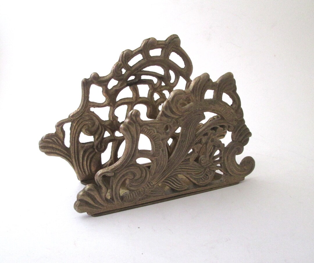 Vintage Brass Napkin Holder Brass Letter Rack Brass Desk Etsy