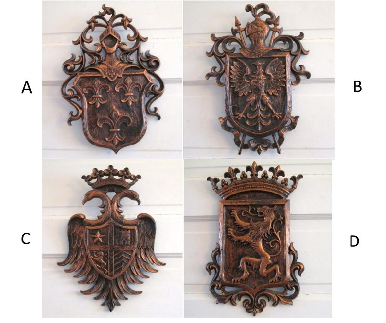 Coat Of Arms Plaque Vintage Syroco Wall Decor Meval Image 0
