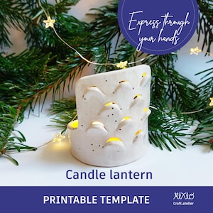 ceramic candle lantern template_slab building templates_pottery template_do it yourself decoration_slab making project_pottery christmas