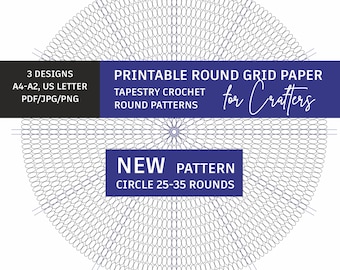 Digital round template_Tapestry crochet circle_printable scheme_craft planner_designing pattern_project pattern_planner insert_crafter page