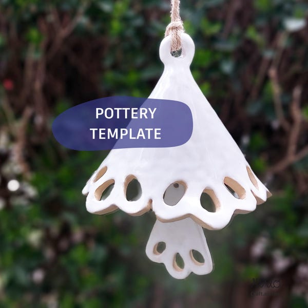 ceramic lace bell pottery template_slab building templates_diy windchime_do it yourself decoration_slab making project_garden pottery