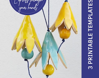Modèles de cloches de fleurs suspendues en céramique modèles de construction de dalles modèle de poterie à faire vous-même projet de fabrication de dalles de décoration de jardin poterie