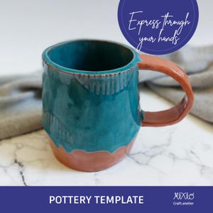 Pottery mug template slab building tutorial pottery template do it yourself cup ceramics pattern slab making project pottery coffee tea cup