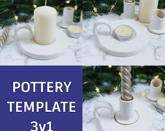 ceramic candle holder template_slab building tutorial_pottery template_do it yourself decoration_diy slab making project_pottery christmas