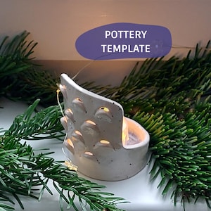 ceramic candle lantern template_slab building templates_pottery template_do it yourself decoration_slab making project_pottery christmas