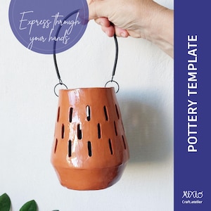 ceramic hanging summer lantern template_slab building template_do it yourself decoration_slab making project_pottery decoration