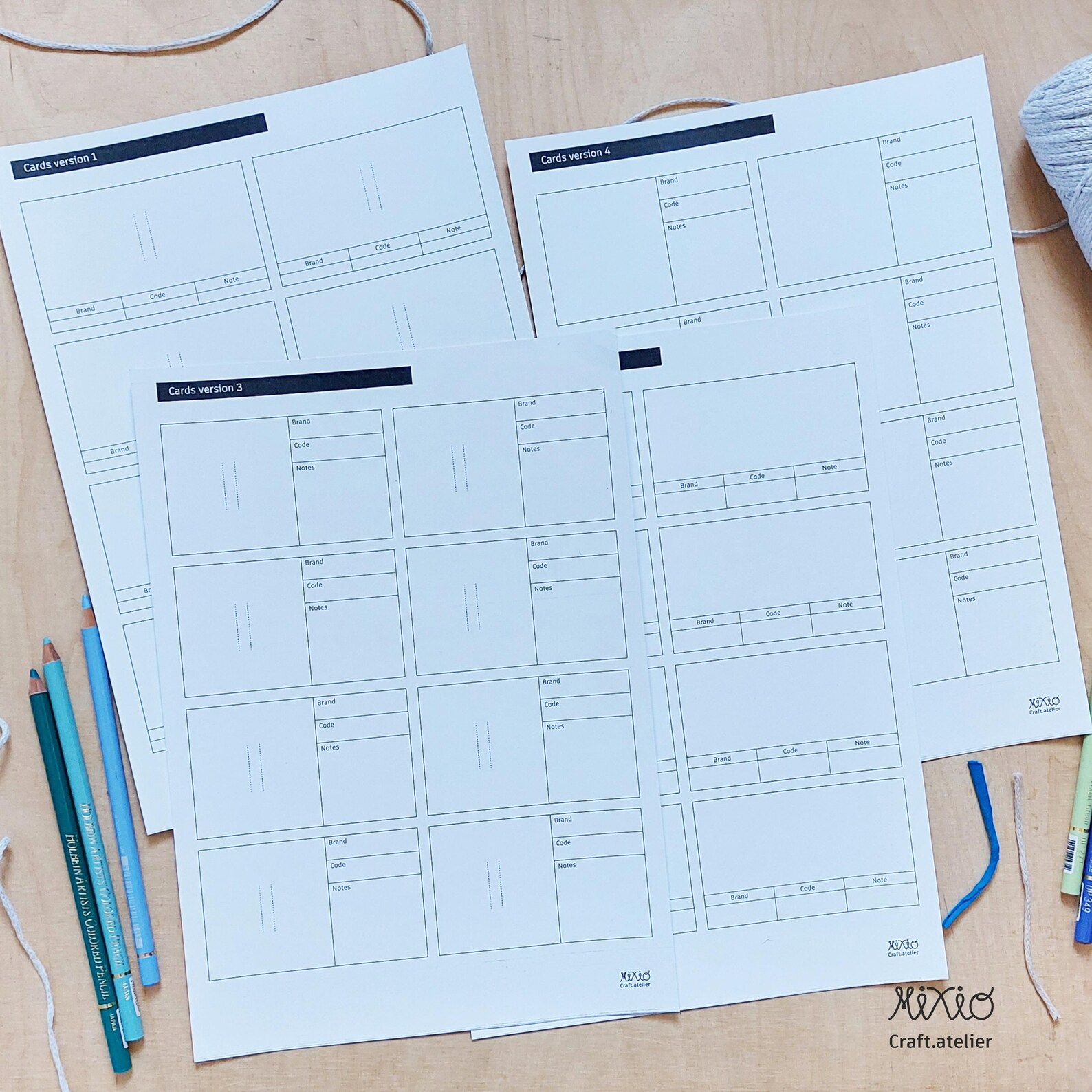 Printable Sample Cards: Pencil, Yarn & Thread Organizer (PDF Template ...