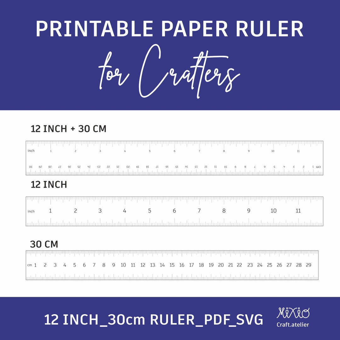 Printable 12 Inches Ruler_30 Paper Centimeter_digital PDF Black and