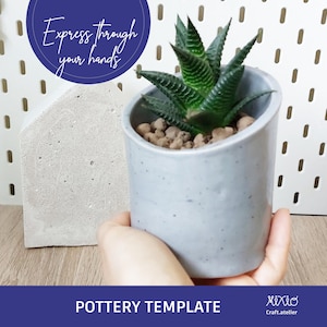 Ceramic suculent pot template_slab building tutorial_pottery template_do it yourself mini vase_ceramics pattern_diy slab making project