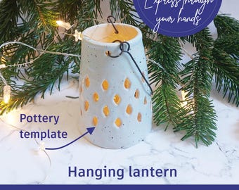 ceramic hanging lantern template_slab building template_pottery template_do it yourself decoration_slab making project_pottery decoration