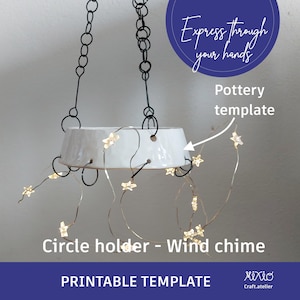 Plantilla para colgador de cerámica_Colgador de campanillas de viento_Plantillas para construcción con losas_Plantilla de cerámica_Decoración DIY_Proyecto de fabricación de losas