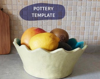 Pottery wavy bowl template slab building tutorial pottery template do it yourself bowl ceramics pattern slab making project slab pottery