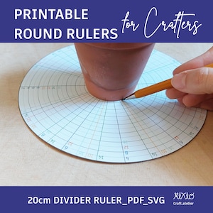 printable pottery round ruler_digital circle divider tool_marking tool template_auxiliary tool_do it yourself pottery tool_svg round divider