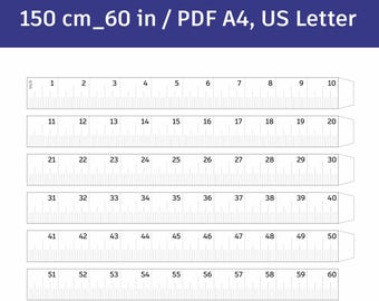 Printable Tape Measure: 150 cm / 60 Inch Rulers (PDF Download)