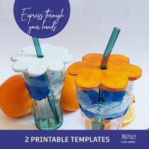 Ceramic flower cup covers for straw template_pottery tutorial_slab building template_diy slab making project_do it yourself summer party
