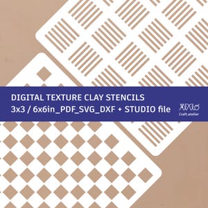 digital svg squares pattern stencil_emboss clay texture_silhouette studio_polymer clay stencil pottery decor_scrapbooking painting stencil