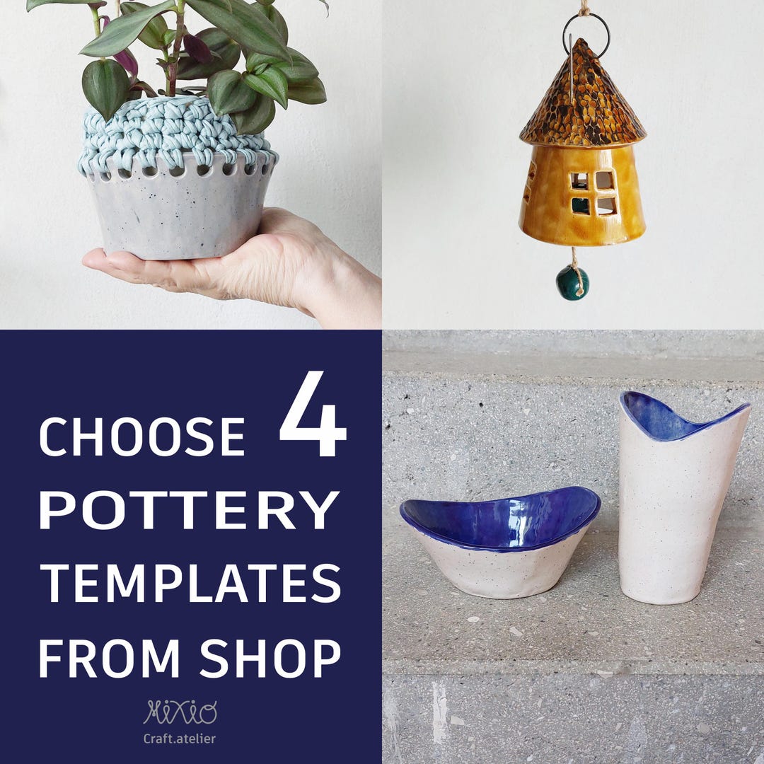 Pottery Templates SET Choose 4 Slab Building Tutorials (PDF, SVG