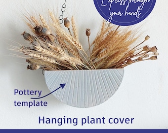 Slab Pottery Hanging Planter Template: Geometric Wall Vase (Digital Download)