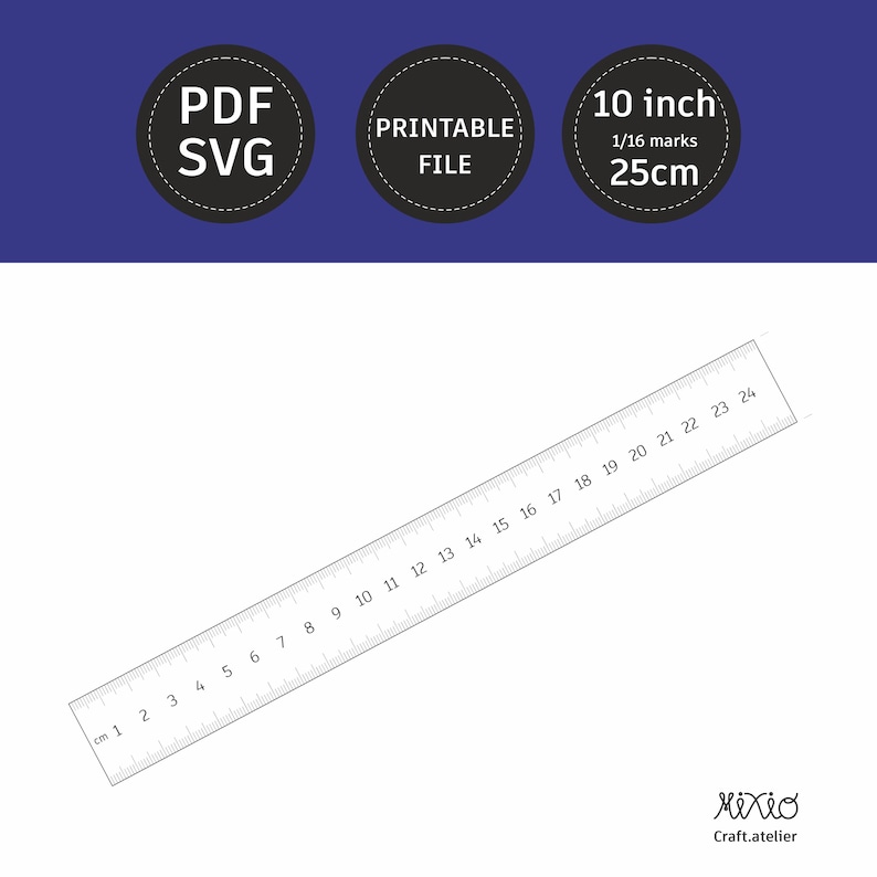 Printable 10 Inch & 25 Cm Ruler Set: Crafting Tool (PDF, SVG) - Etsy