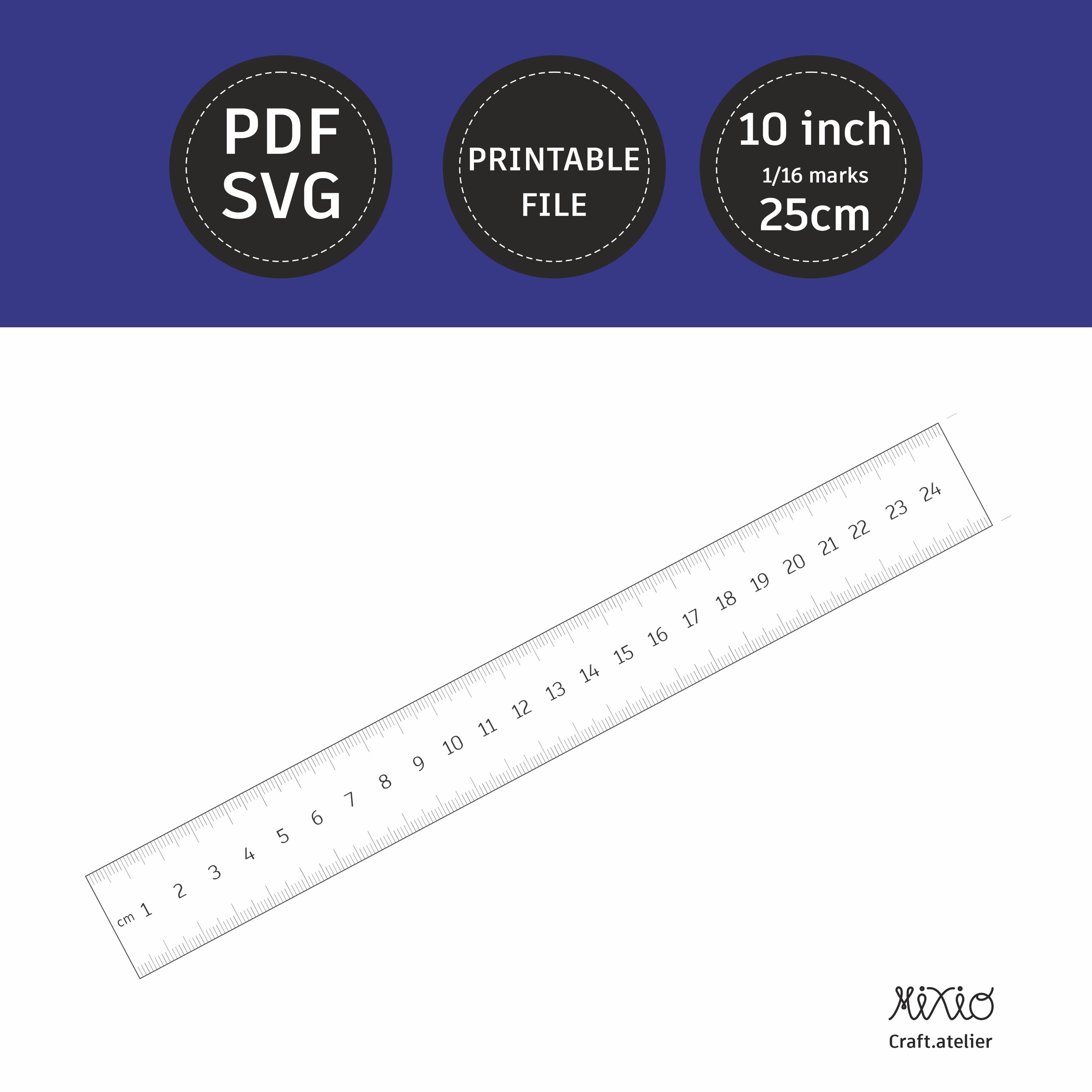Printable 10 Inch & 25 Cm Ruler Set: Crafting Tool (PDF, SVG) - Etsy