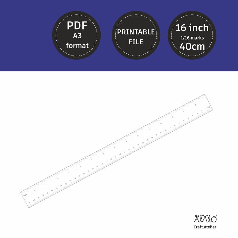 Printable 16 Inch & 40 Cm Ruler Set: Crafting Tool (PDF, SVG) - Etsy