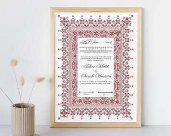 Contrato de certificado Nikkah de lujo Descarga digital Marco de invitación de plantilla islámica tradicional personalizada - A4 o A3 estilo editable 10