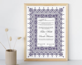 Contrato de certificado Nikkah de lujo Descarga digital Marco de invitación de plantilla islámica tradicional personalizada - A4 o A3 estilo editable 11