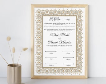 Contrato de certificado Nikkah de lujo Descarga digital Marco de invitación de plantilla islámica tradicional personalizada - A4 o A3 estilo editable 12