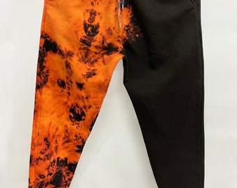 Orange Black Flame Effect Sweatpantjogger Half Reverse Tie Dye Bottom With T shirt Combination Lava Pattern Track Suit on Fire Etsy