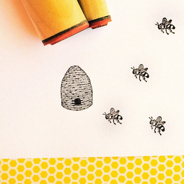 Honeybee and Hive Rubber Stamp Set