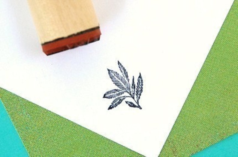 Blue Eden Leaf Rubber Stamp image 1