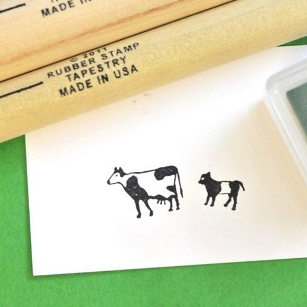 Conjunto de sellos de goma de vaca y ternero