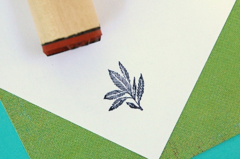 Blue Eden Leaf Rubber Stamp image 2