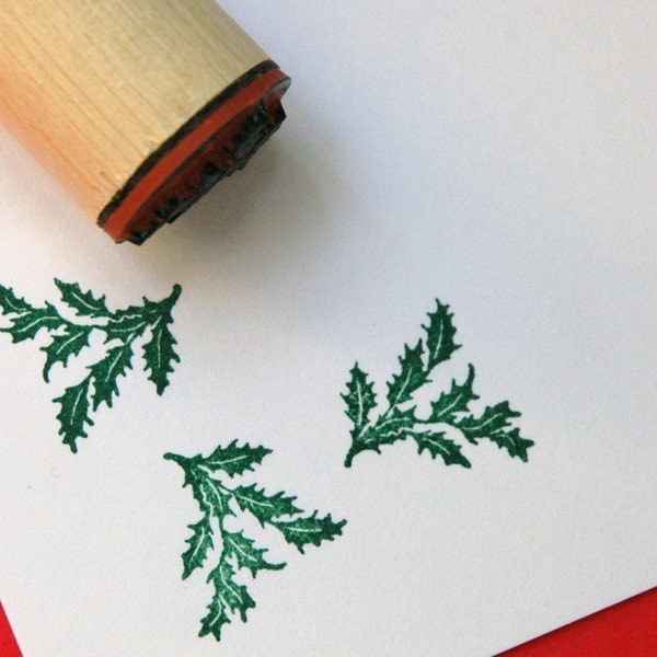 Holly Bough Rubber Stamp