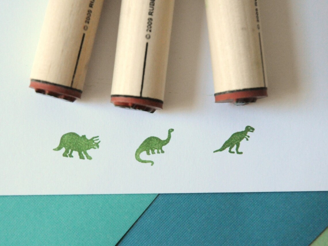 Dinosaurs Rubber Stamp Set Etsy
