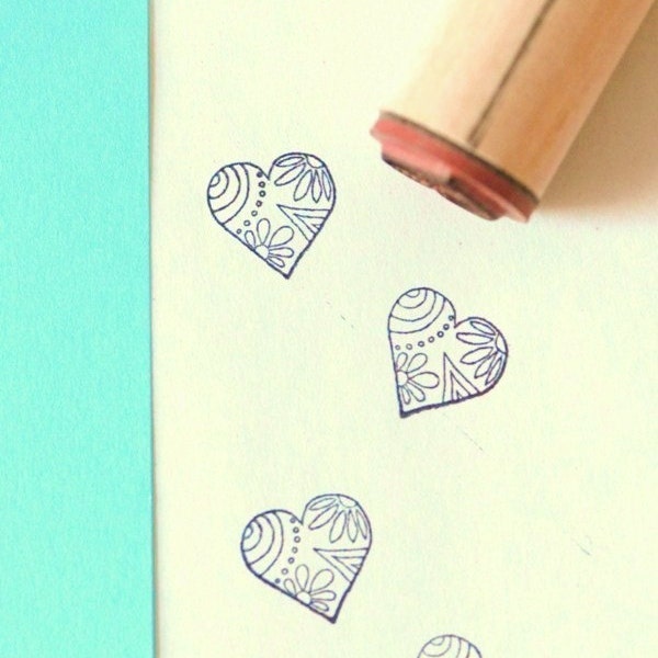 Decorative Heart Rubber Stamp