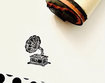 Antique Record Player Rubber Stamp