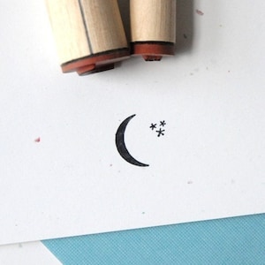 Crescent Moon and Stars Rubber Stamp Set