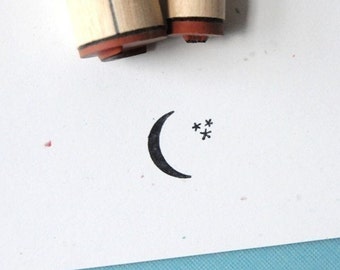 Crescent Moon and Stars Rubber Stamp Set