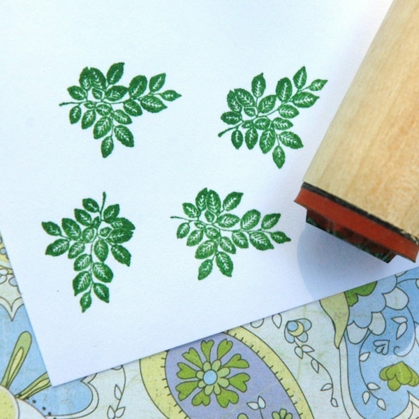 Rose Leaves Rubber Stamp