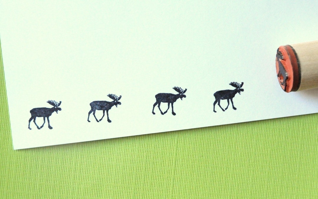 Moose Rubber Stamp Etsy