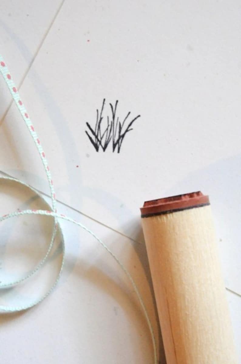 Grass Sprigs Rubber Stamp image 1