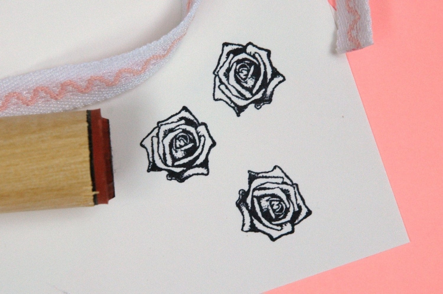 Real Rose Rubber Stamp Etsy