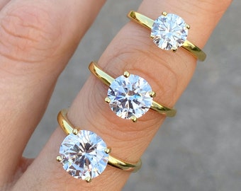 Ronde verlovingsring Beloftering Goud Zilveren ring Reisring Trouwring Gesimuleerde diamanten ring Solitaire ring Cadeau voor haar