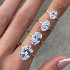 Ovaal Verlovingsring Beloftering Goud Zilveren ring Reisring Trouwring Gesimuleerde diamanten ring Solitaire ring Cadeau voor haar