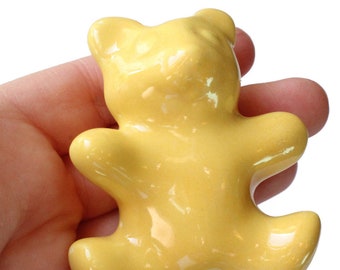 Large Yellow Teddy Bear Beads Vintage Ceramic Macrame Bead Large Hole Porcelain Animal Bead New Old Stock Macrame Beading Supplies bB2