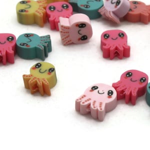 20 Clay Octopus Beads Mixed Masks Polymer Clay Beads Mixed Beads Multicolor Small Loose Ocean Animal Beads Jewelry Making Beading Supplies